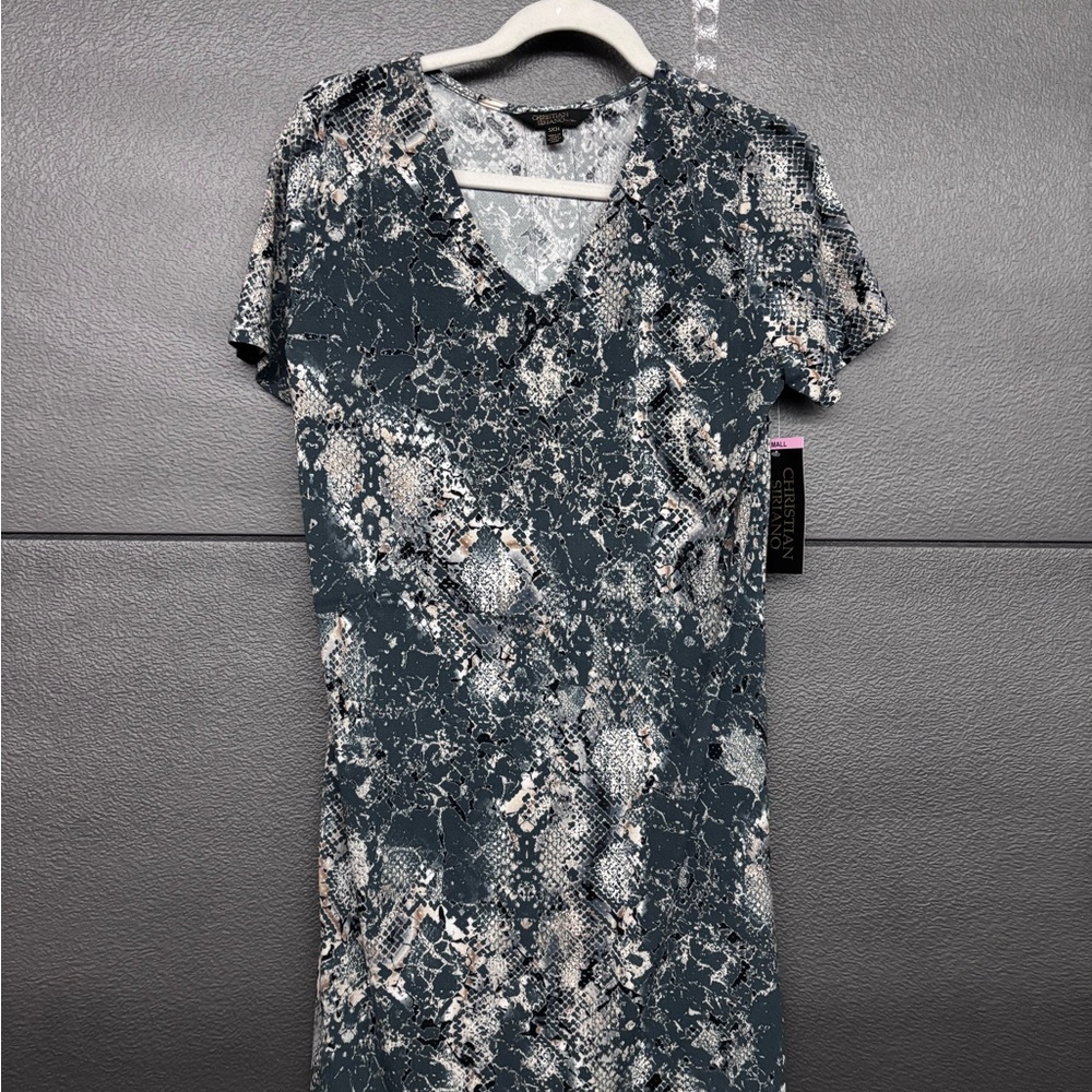 Snake Print V-Neck Dress